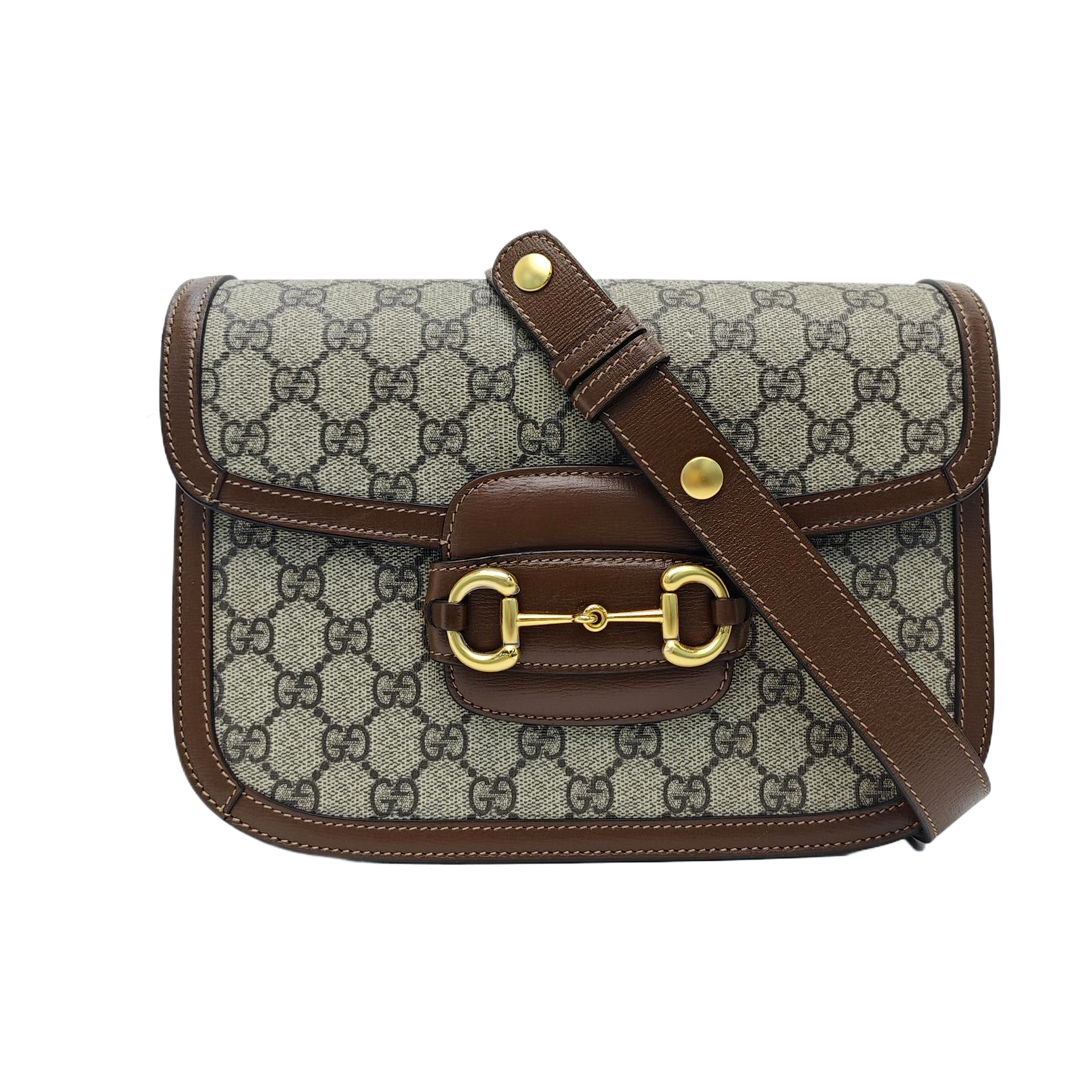 Horsebit 1955 Medium Monogram Coated Canvas Beige