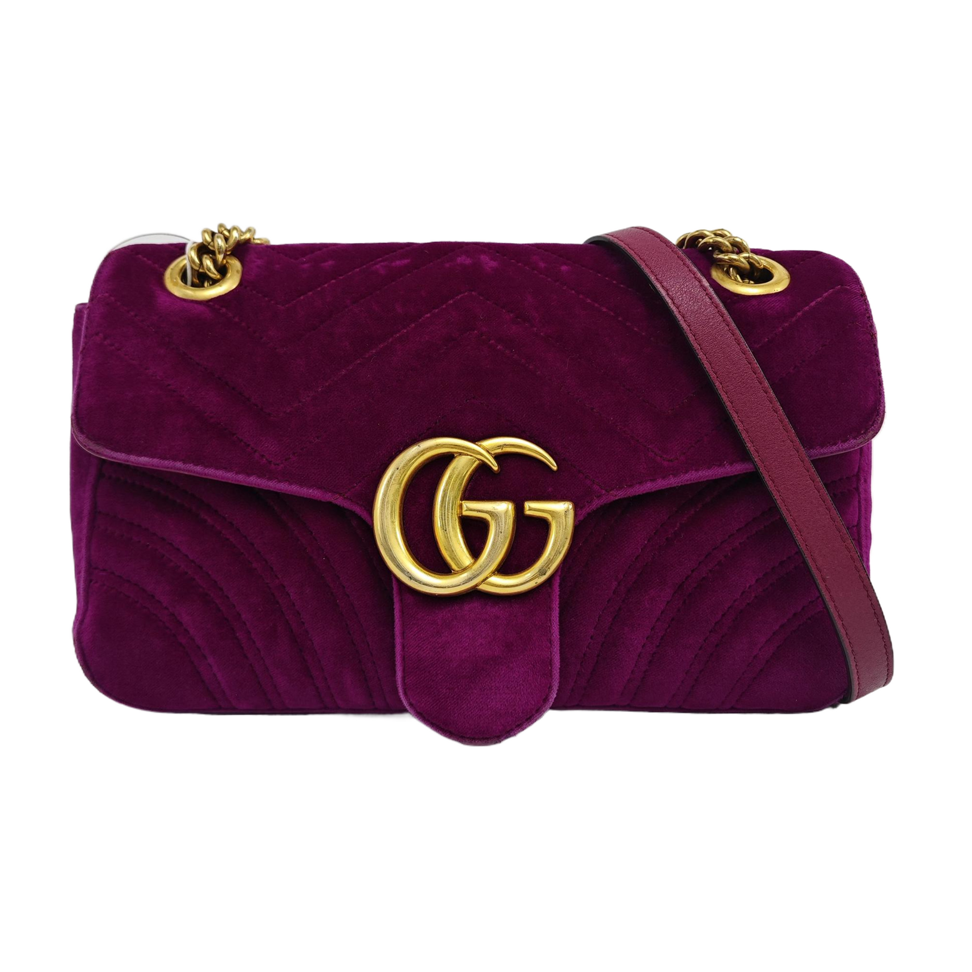 GG Marmont Medium Quilted Velvet Red