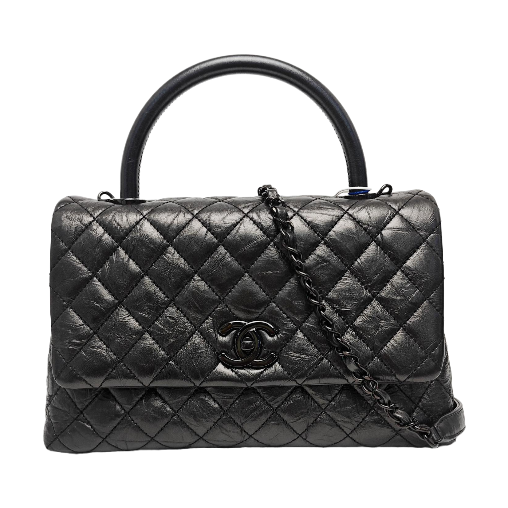 COCO HANDLE Medium Quilted Calfskin Gray