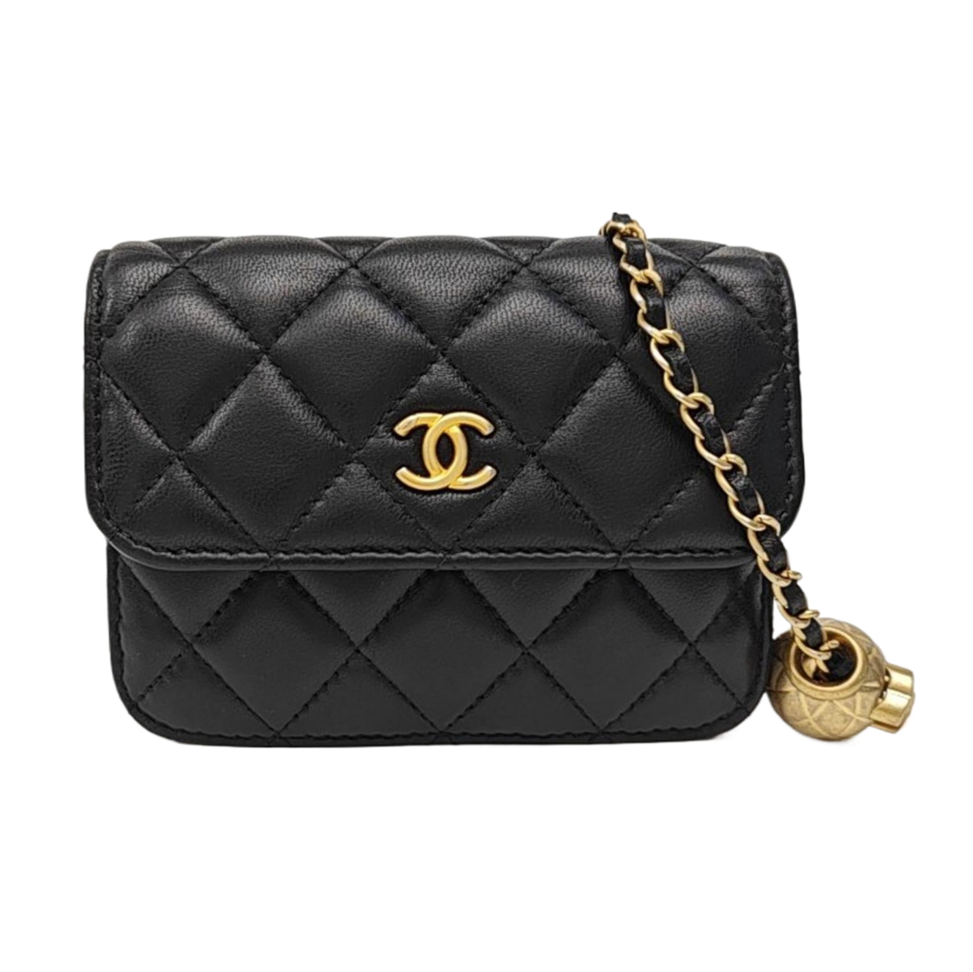 Quilted Lambskin Shoulder Bag Black