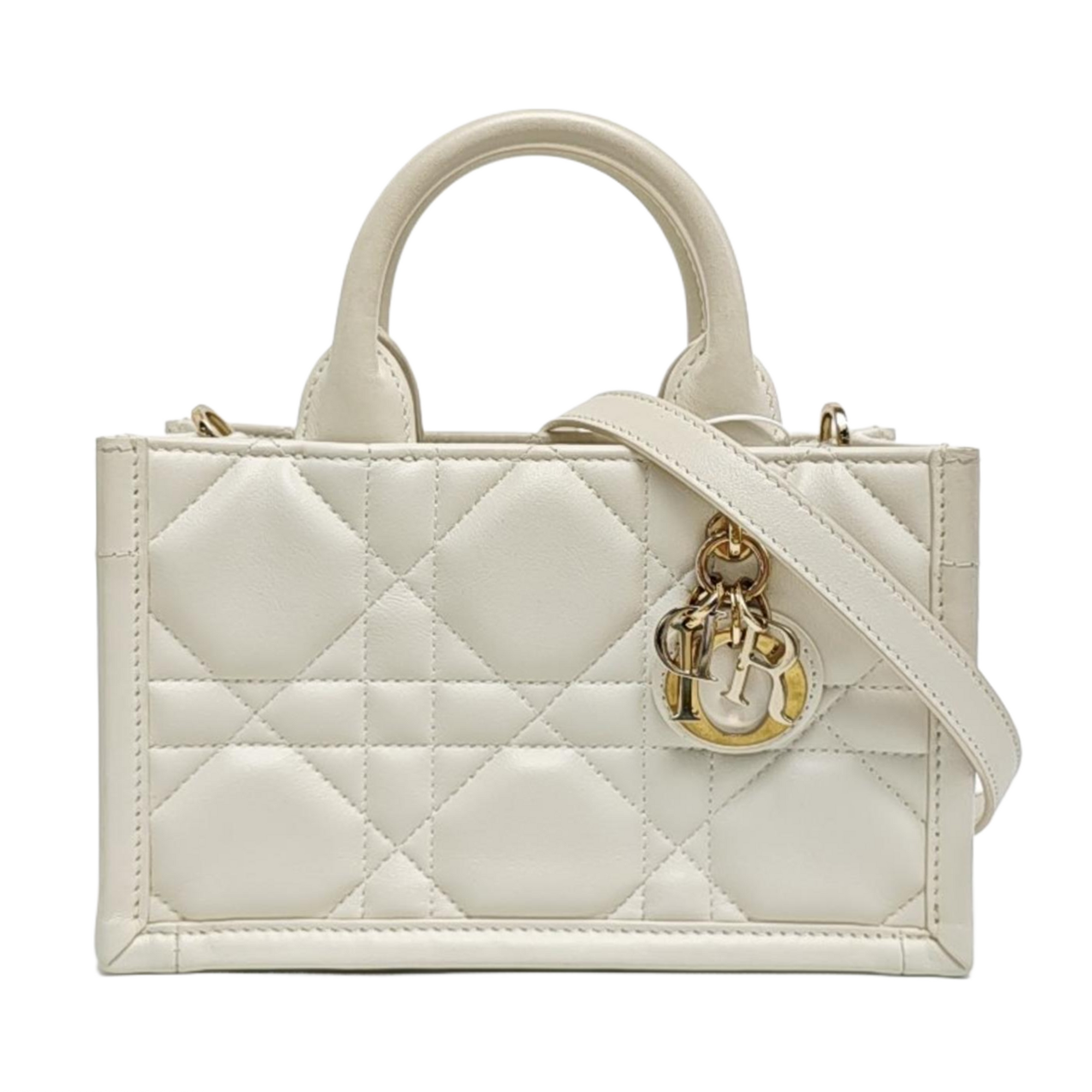 Book Tote Mini Cannage Calfskin White