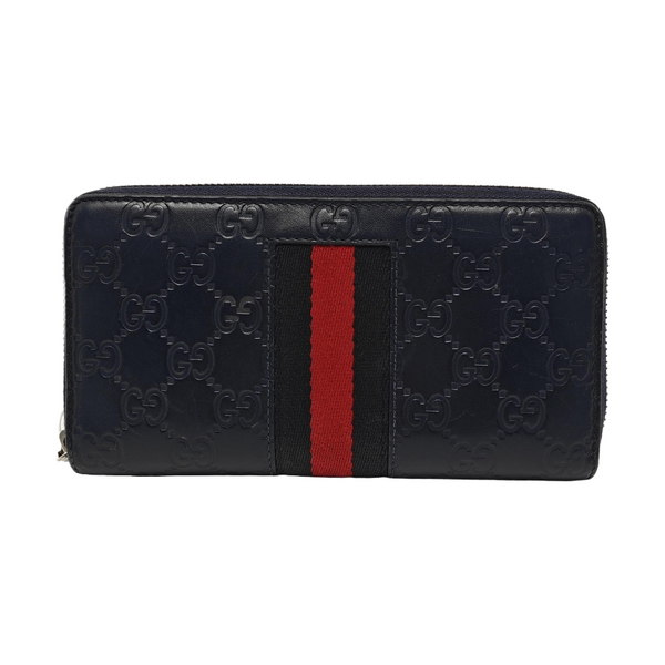 Signature Monogram Calfskin Blue Wallet