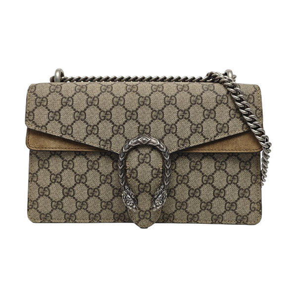 Dionysus Small Monogram Coated Canvas Beige