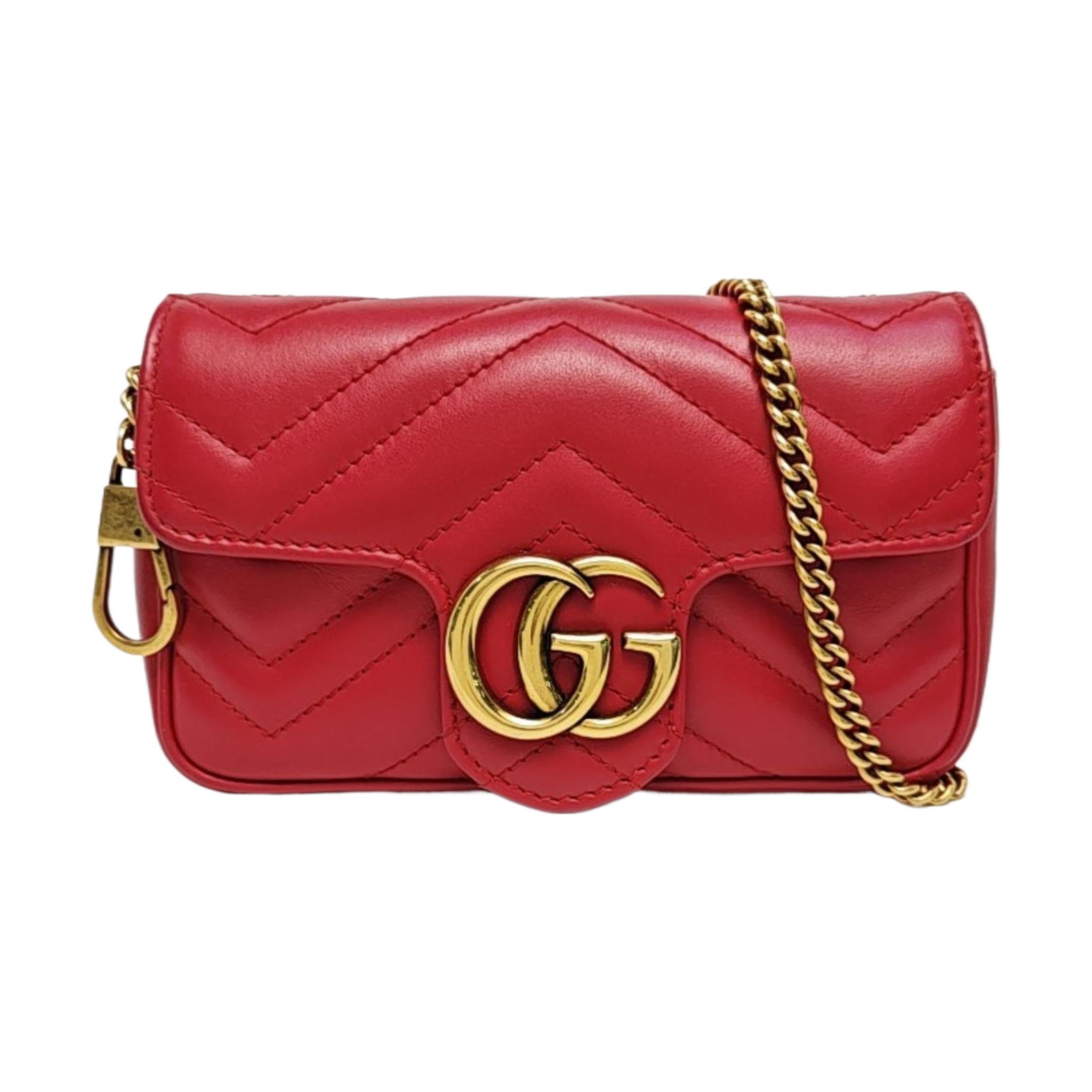 GG Marmont Mini Piel de Becerro Matelaseada Roja