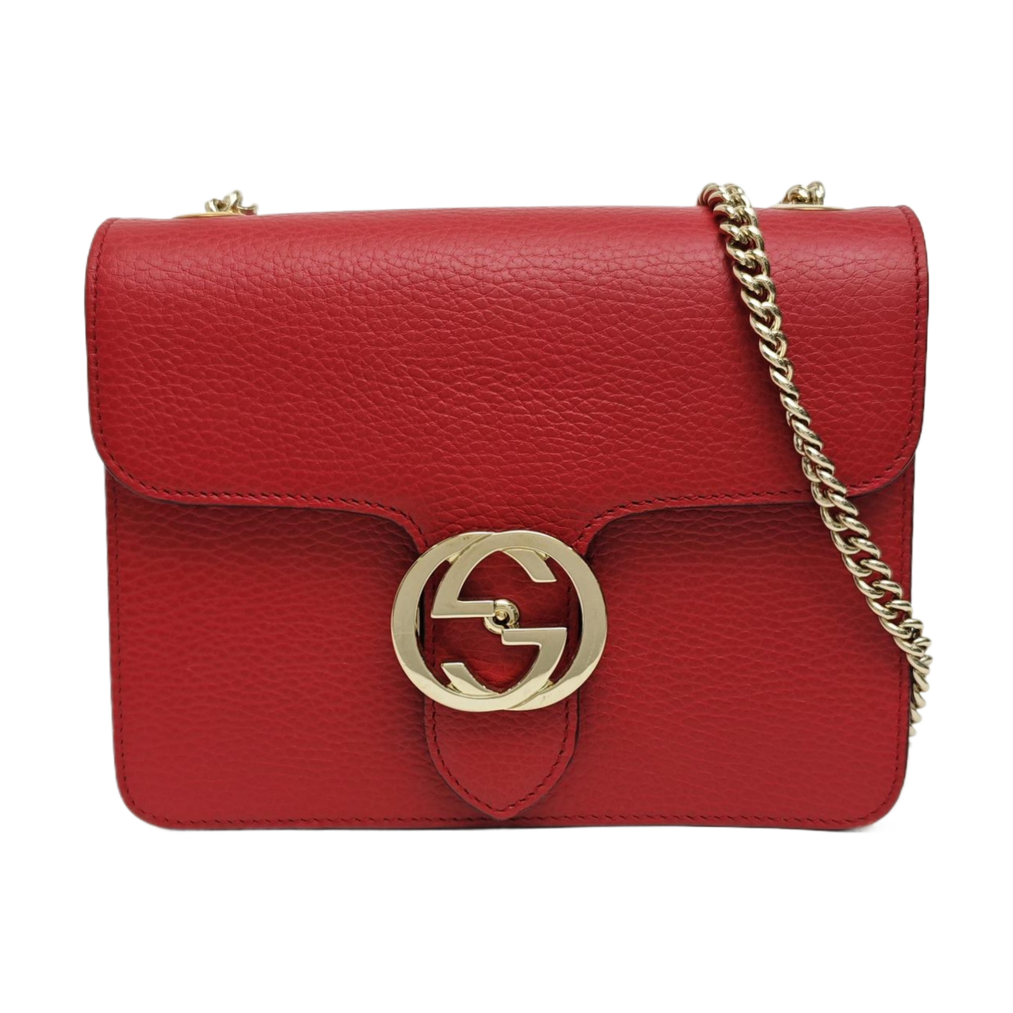 Interlocking G Small Calfskin Red
