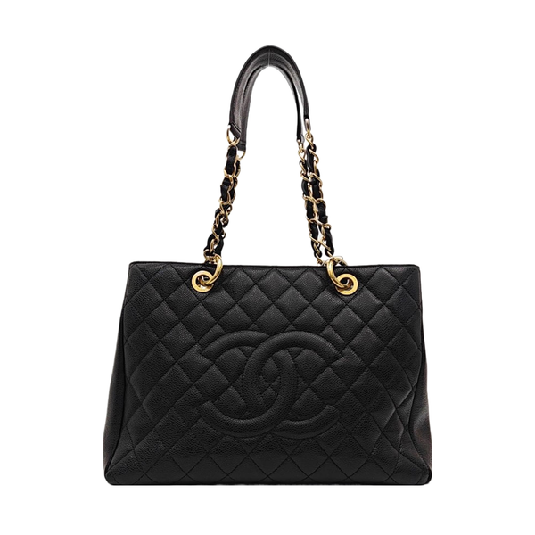 CHANEL GST Large Quilted Grained Calfskin Black