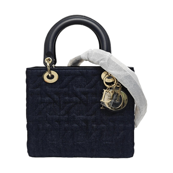 Lady Dior Medium Quilted Denim Blue
