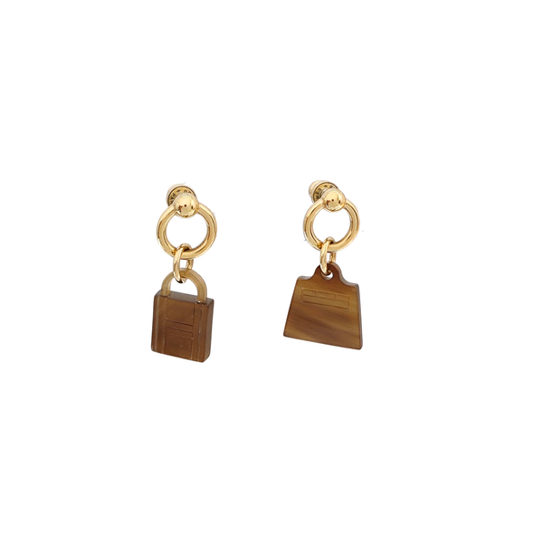 Amulette Maroquinier Metal Gold Earrings