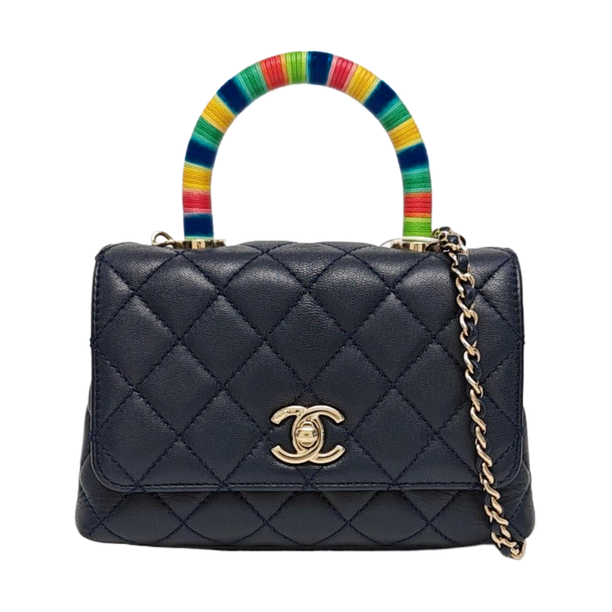 COCO HANDLE Mini Quilted Lambskin Blue