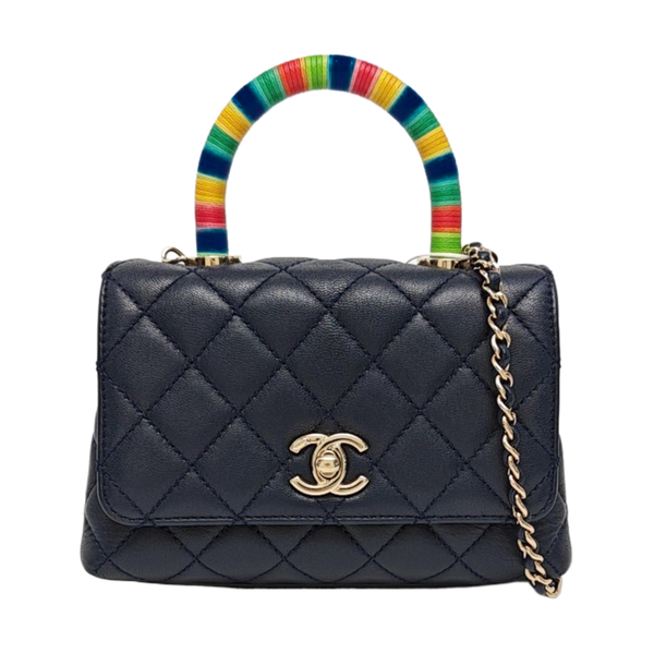 COCO HANDLE Mini Quilted Lambskin Blue