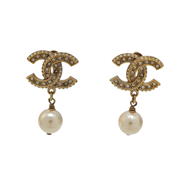 CC Logo Metal Gold Stud Earrings