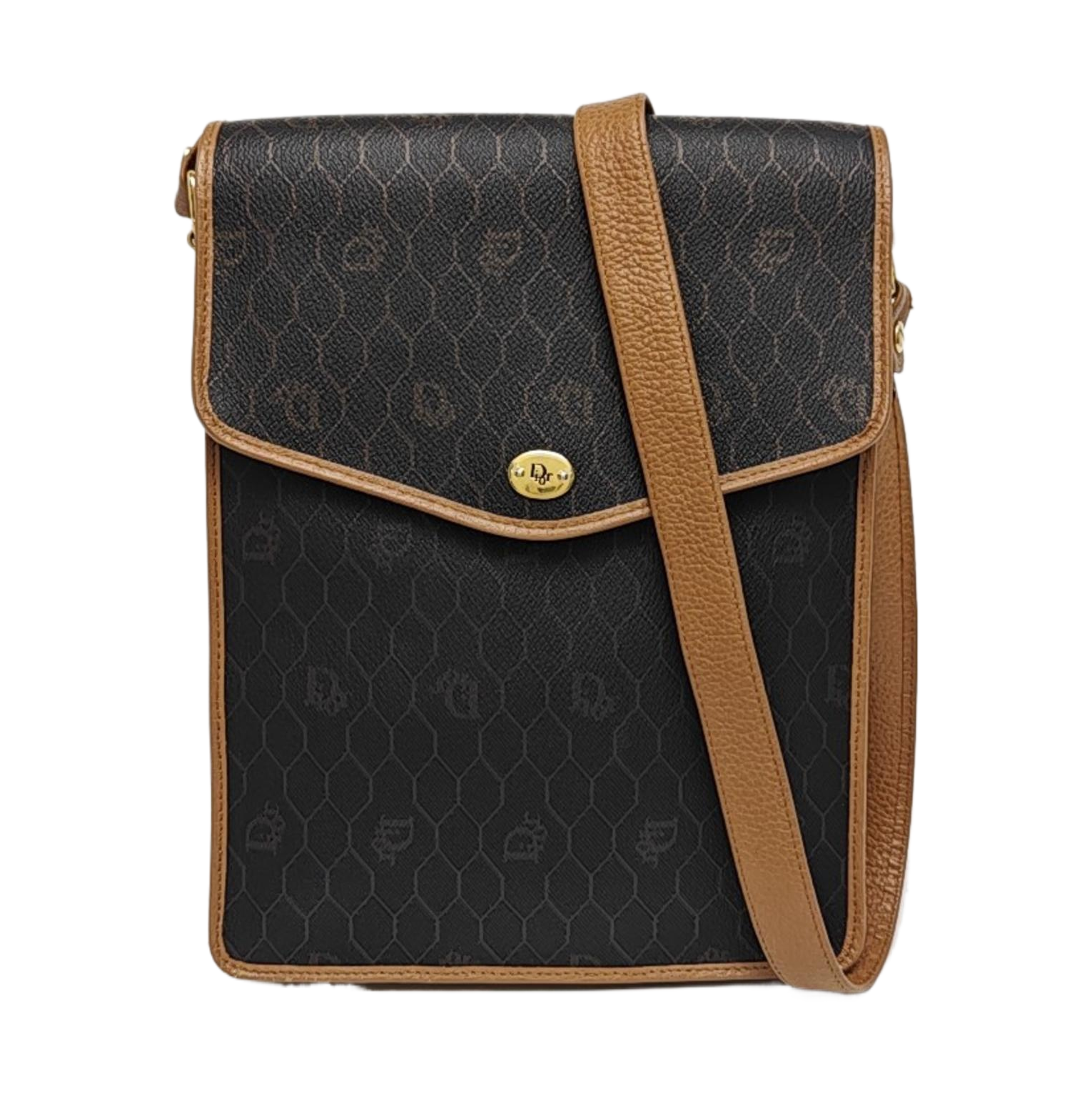 Coated Canvas Crossbody Bag Brown