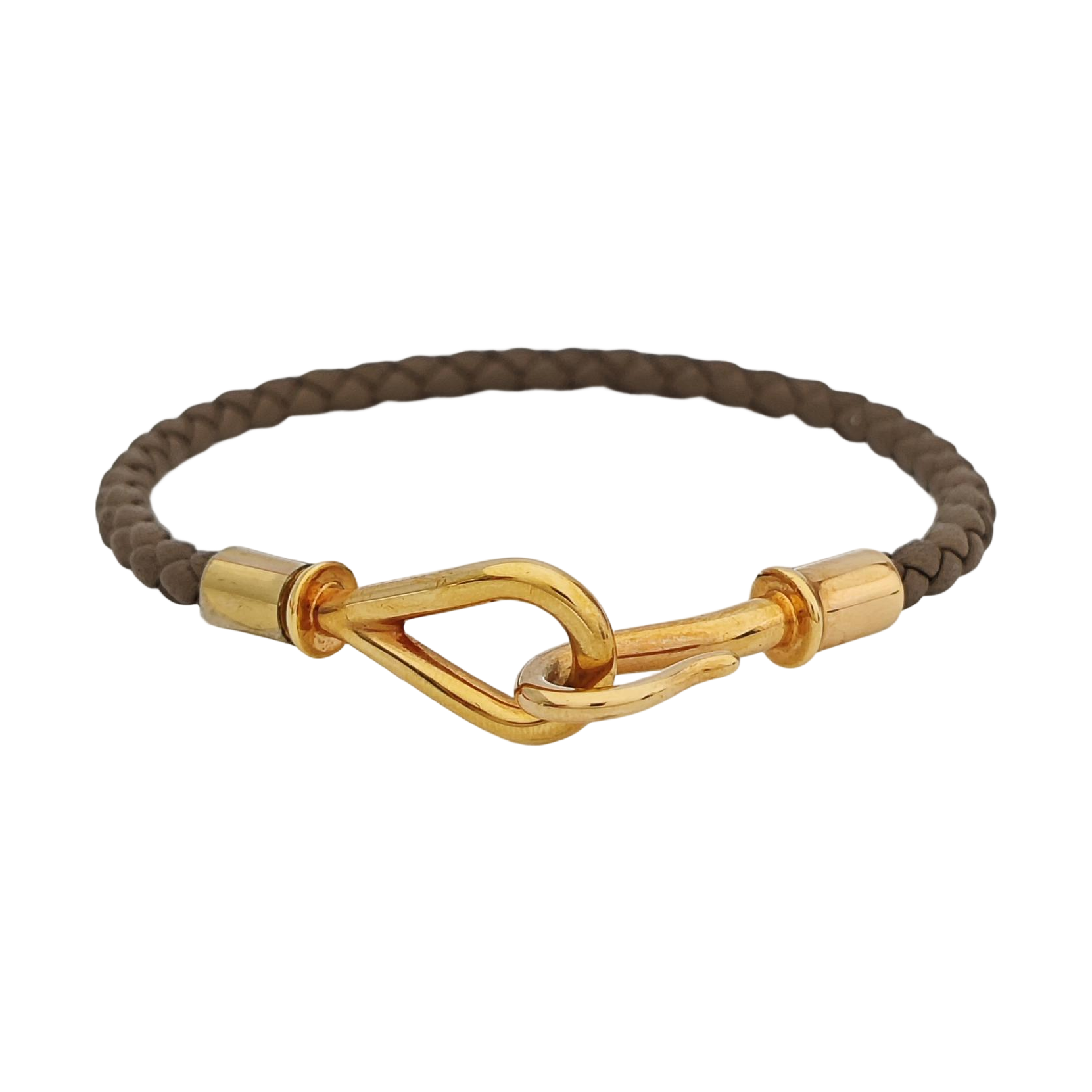 Jumbo Hook Leather Gray Bangle