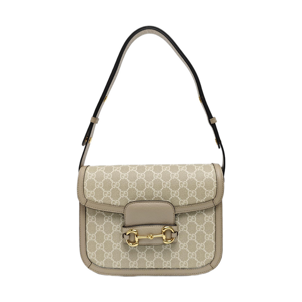 Horsebit 1955 Small Monogram Coated Canvas Beige