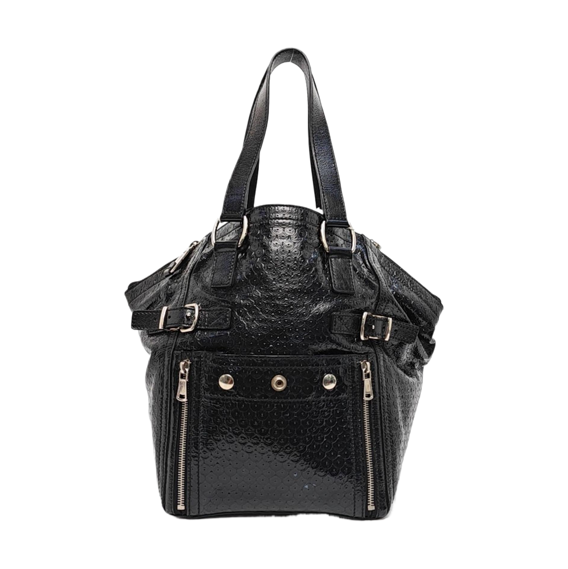 Patent Leather Top Handle Bag Black