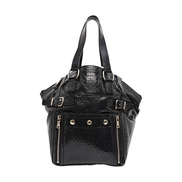 Patent Leather Top Handle Bag Black