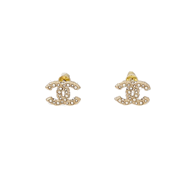 CC Logo Metal Gold Stud Earrings