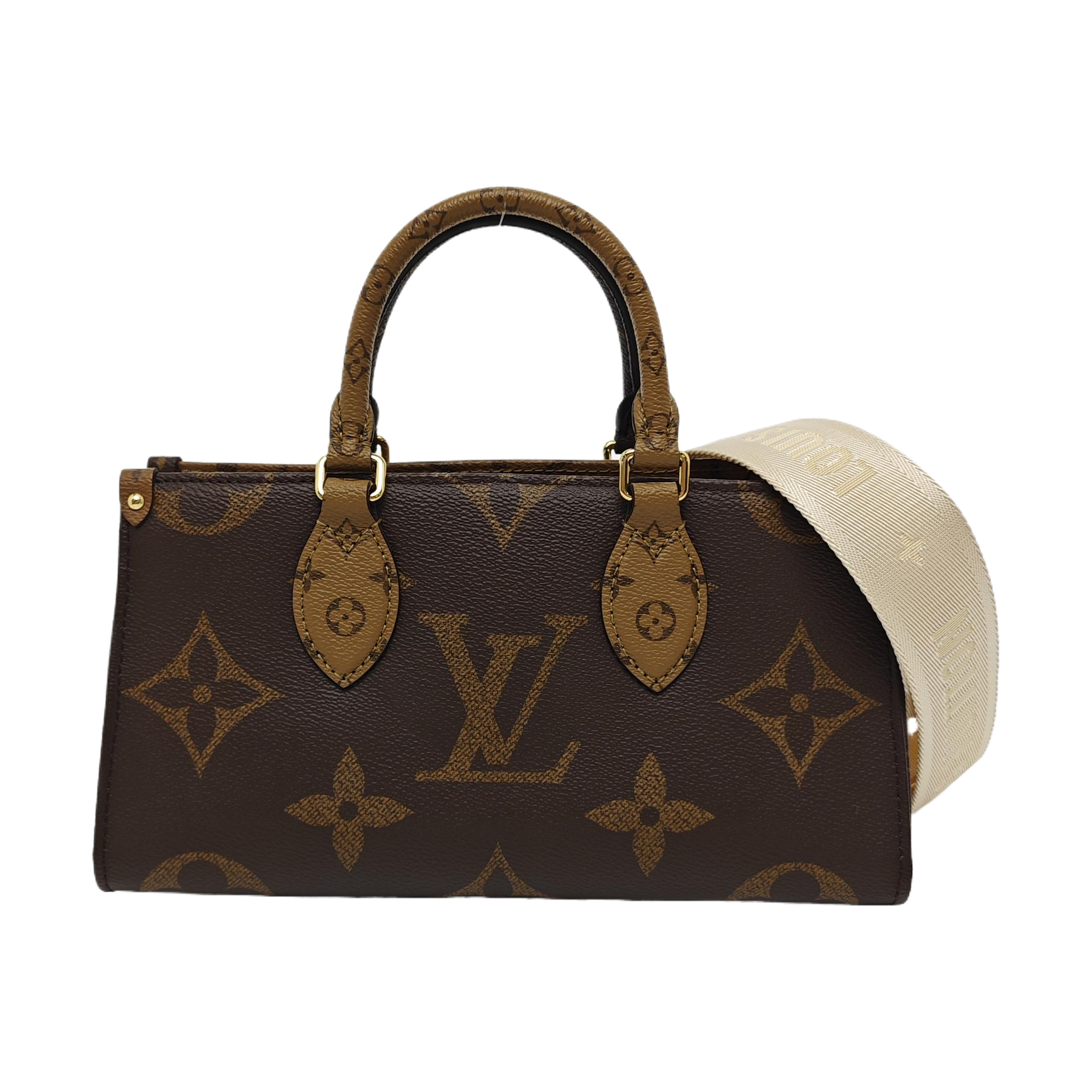 ONTHEGO EAST WEST PM Monogram Coated Canvas Brown