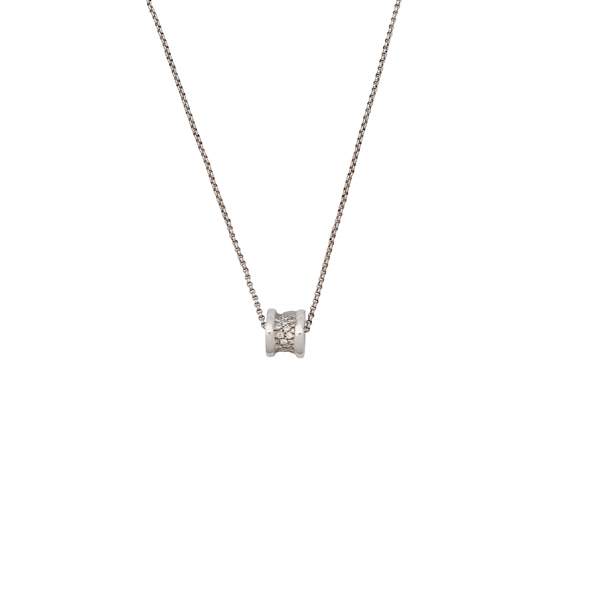 B.ZERO1 18k White Gold Silver Necklace