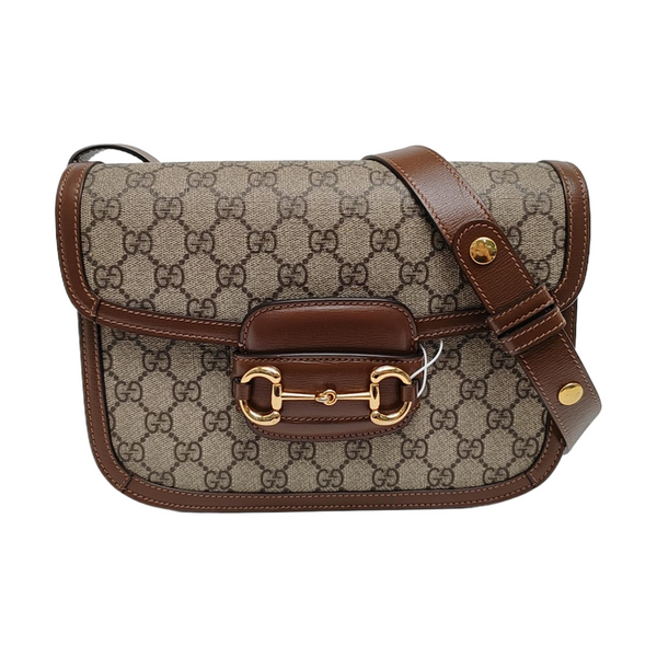 Horsebit 1955 Medium Monogram Coated Canvas Beige