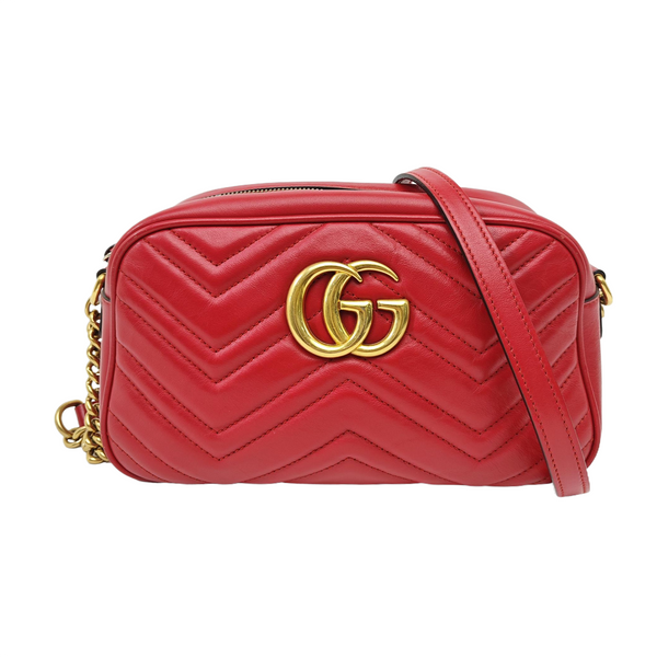 GG Marmont Small Quilted Calfskin Red