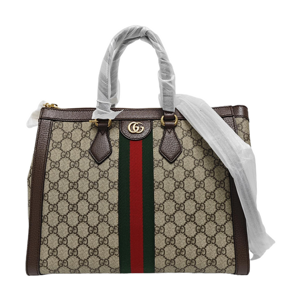 Ophidia Medium Monogram Coated Canvas Beige