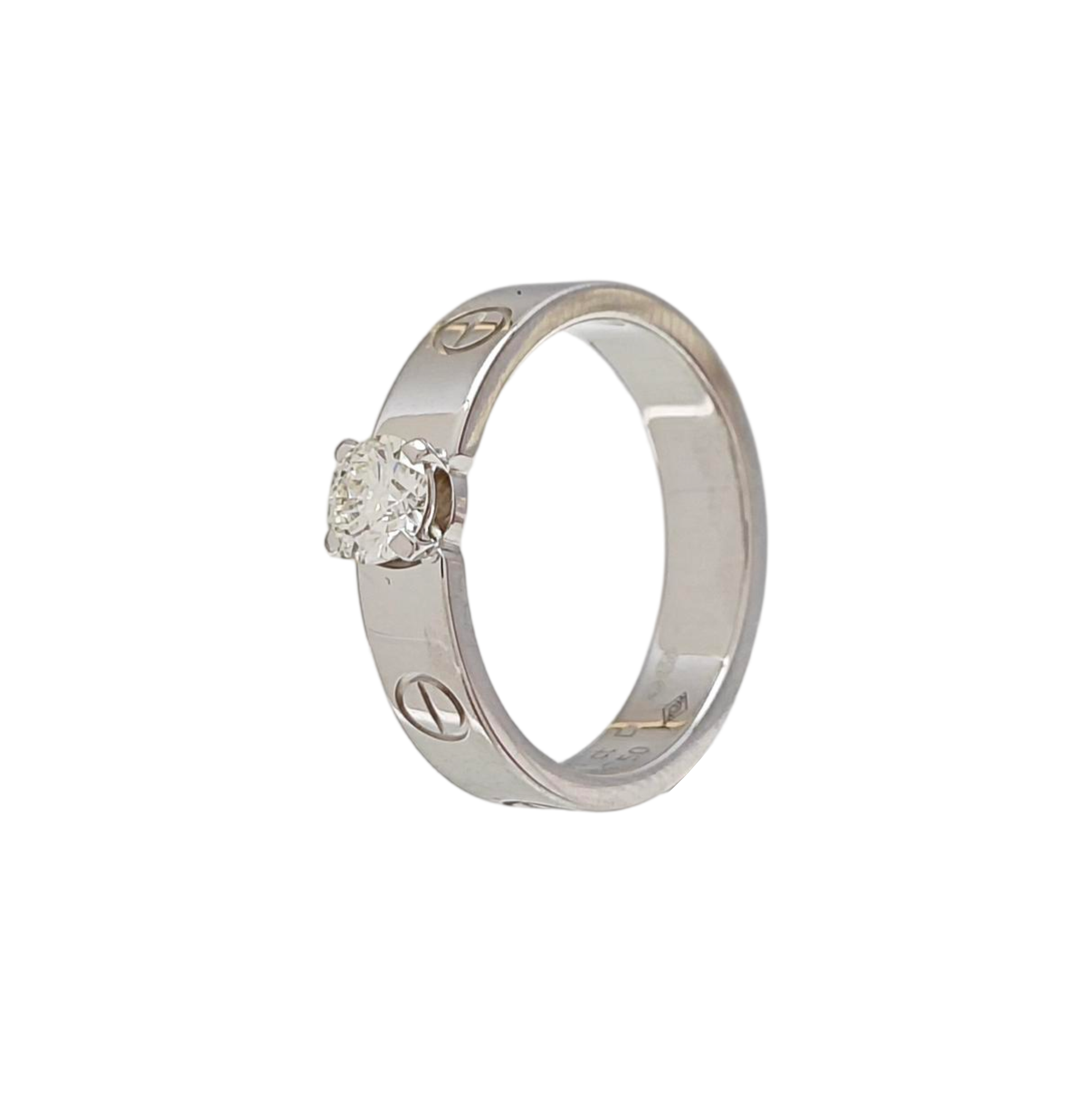 LOVE 18k White Gold Silver Ring EU 49