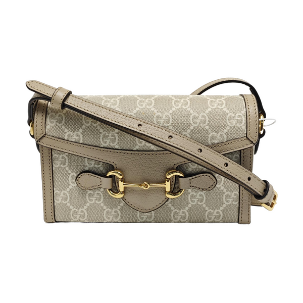 Authenticated pre-owned  Horsebit 1955 Mini Monogram Coated Canvas White - Shoulder Bag at Looply