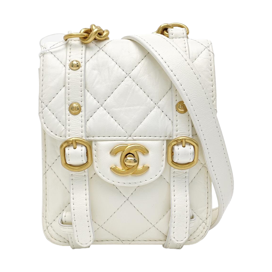 Quilted Calfskin Shoulder Bag Mini White