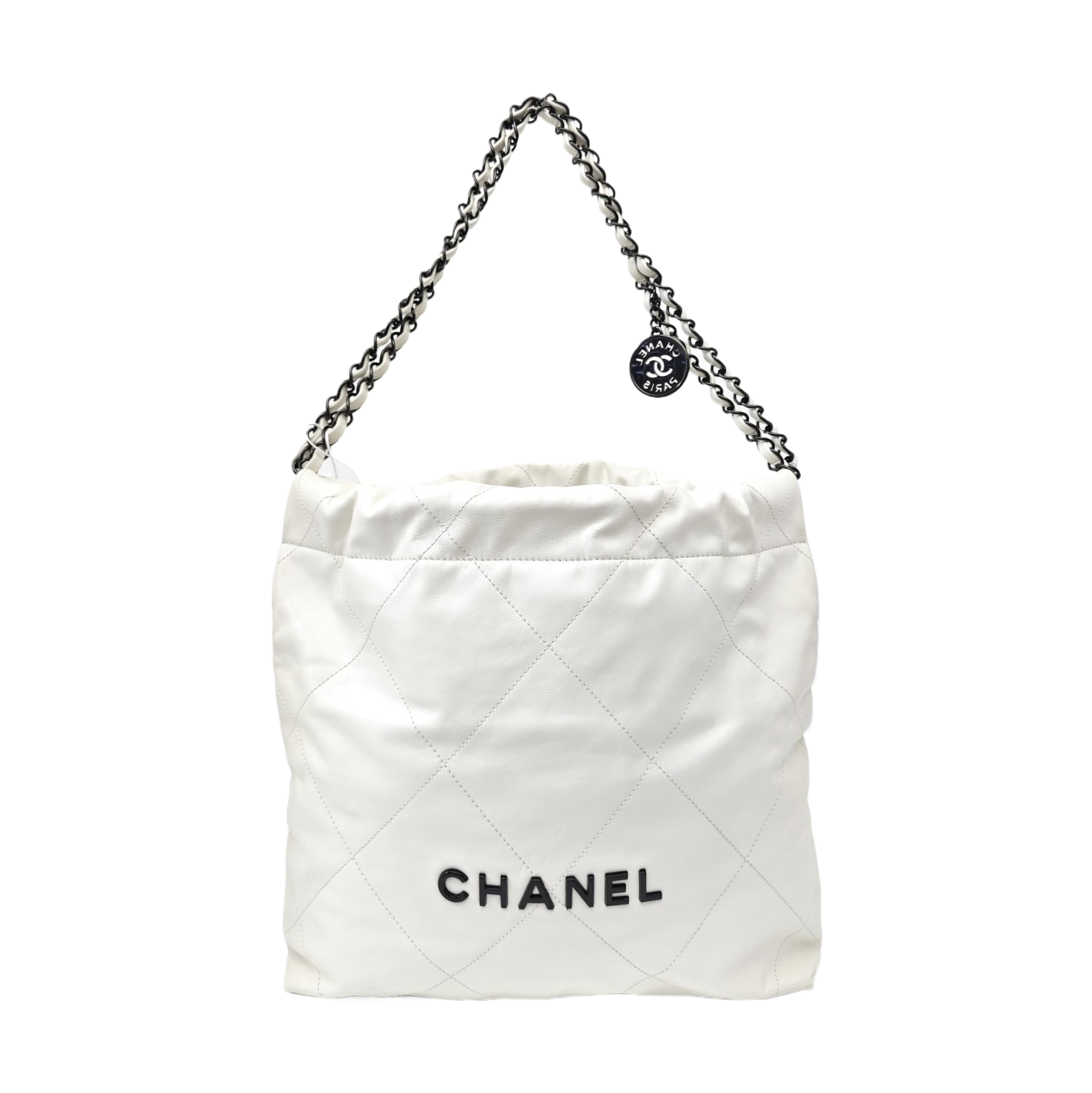 CHANEL 22 Small Quilted Calfskin White