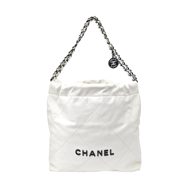 CHANEL 22 Small Quilted Calfskin White