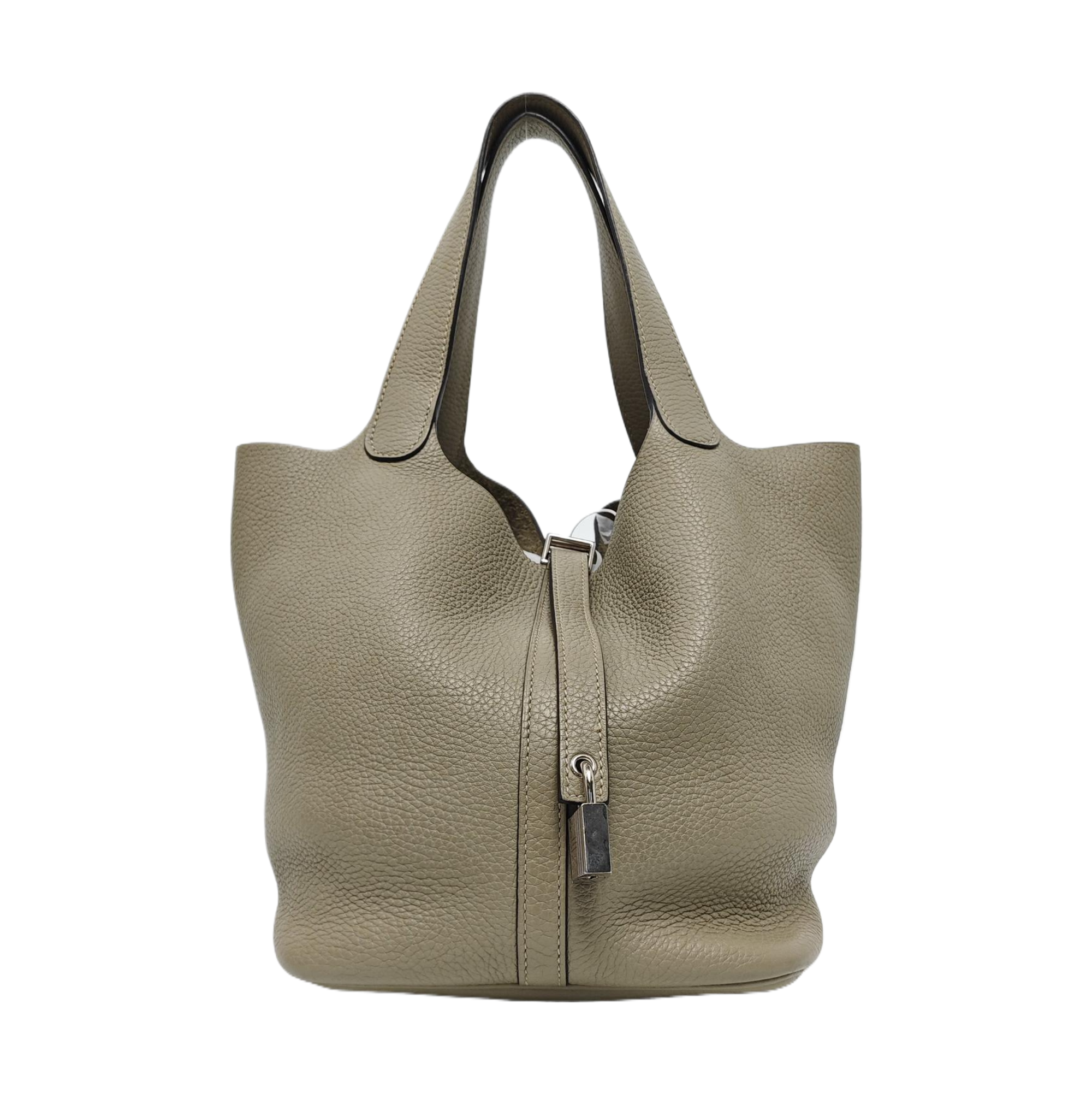Authenticated pre-owned  Picotin Lock 22 Clemence Green - Bucket Bag at Looply
