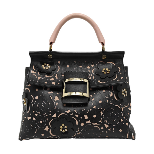 Leather Top Handle Bag Black