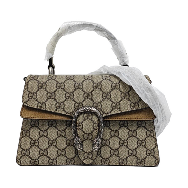 Dionysus Small Monogram Coated Canvas Beige