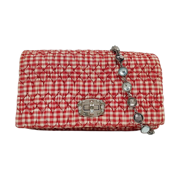 Bolso bandolera de tela acolchada rojo