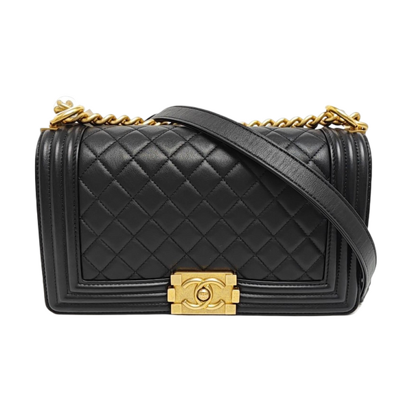 BOY CHANEL Medium Quilted Calfskin Black
