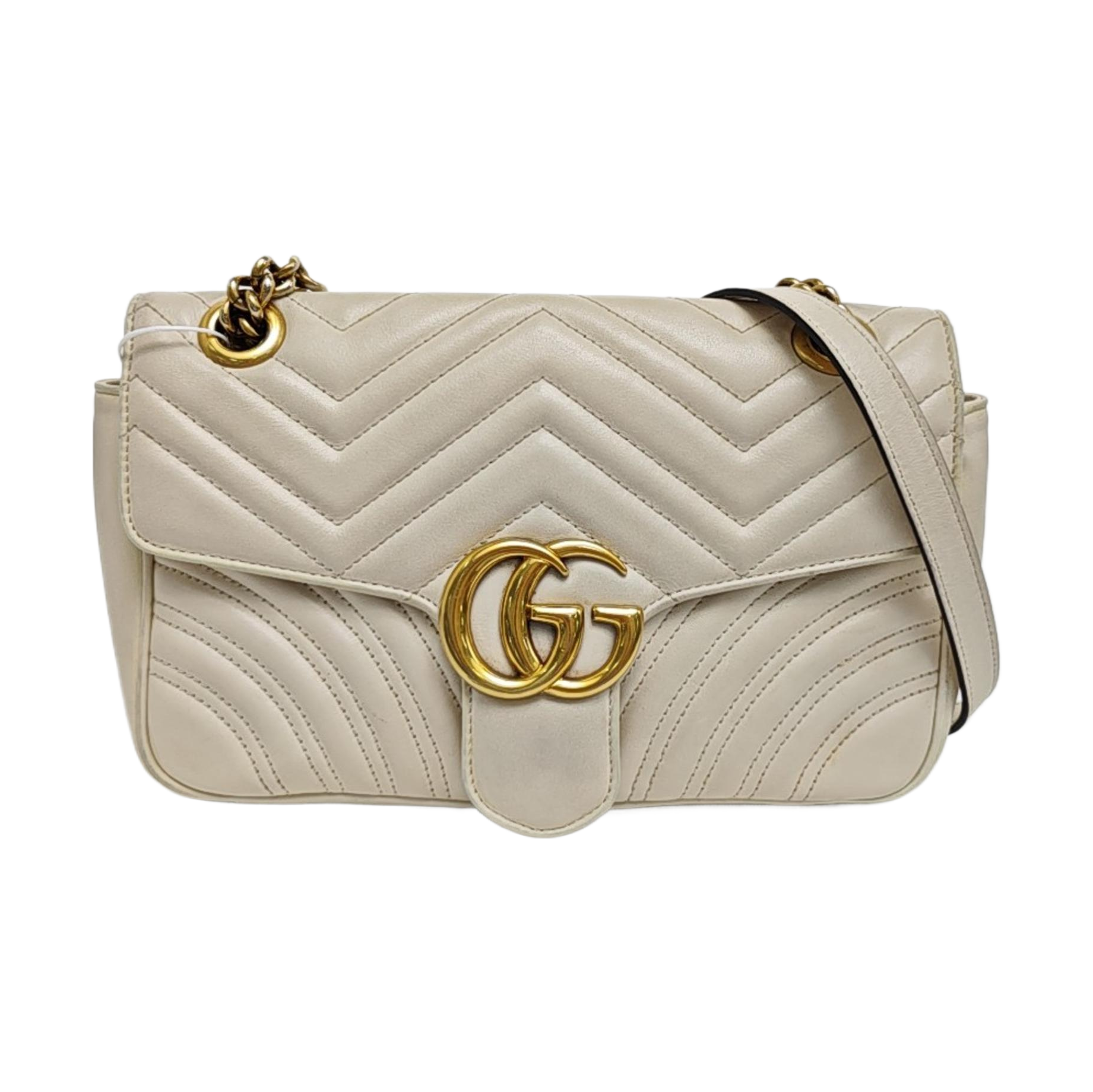 GG Marmont Medium Quilted Calfskin White