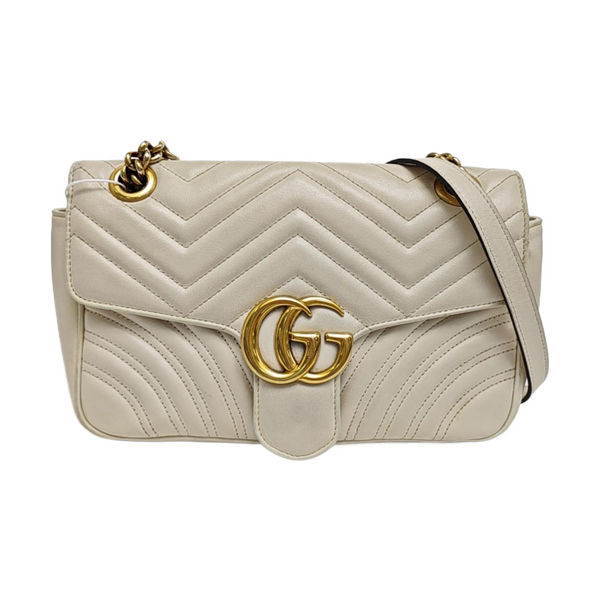 GG Marmont Medium Quilted Calfskin White