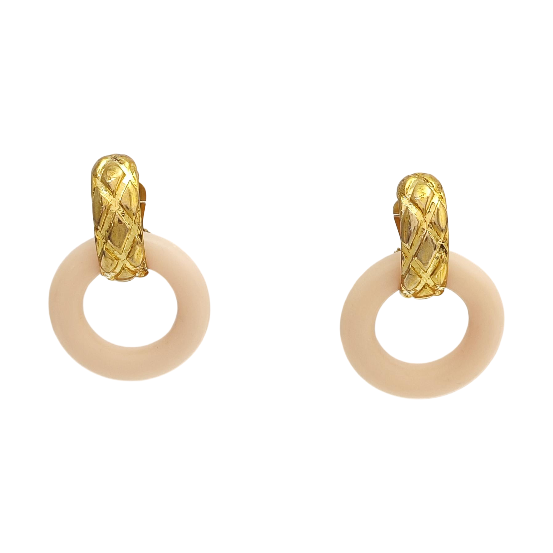 Metal Pink Clip On Earrings