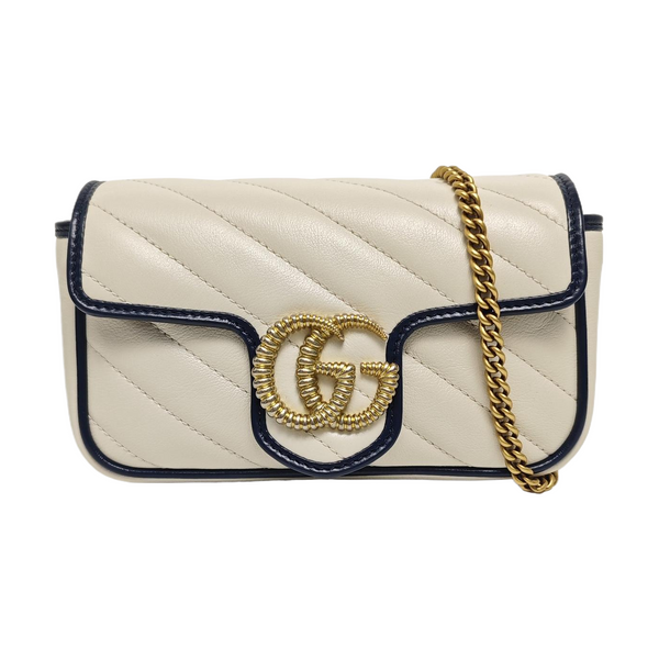 GG Marmont Super Mini Quilted Calfskin White