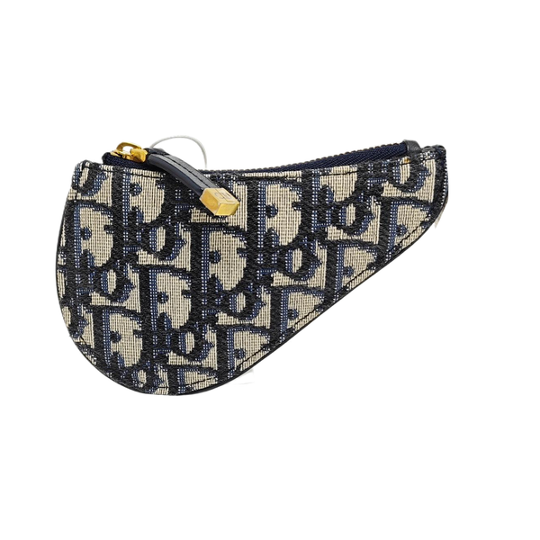 Saddle Mini Oblique Canvas Blue Card Holder