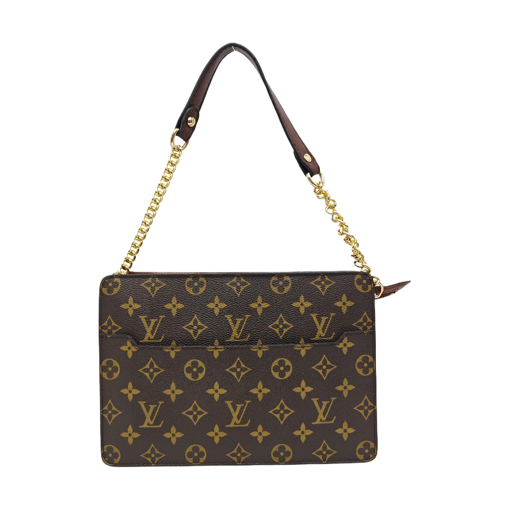 Monogram Coated Canvas Clutch Brown