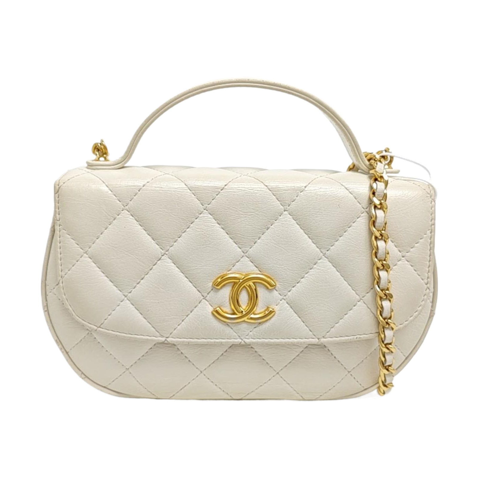 Quilted Calfskin Shoulder Bag White