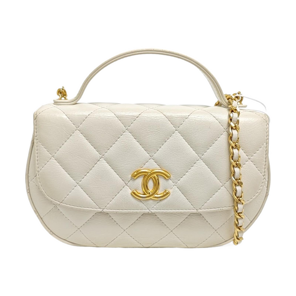 Quilted Calfskin Shoulder Bag White