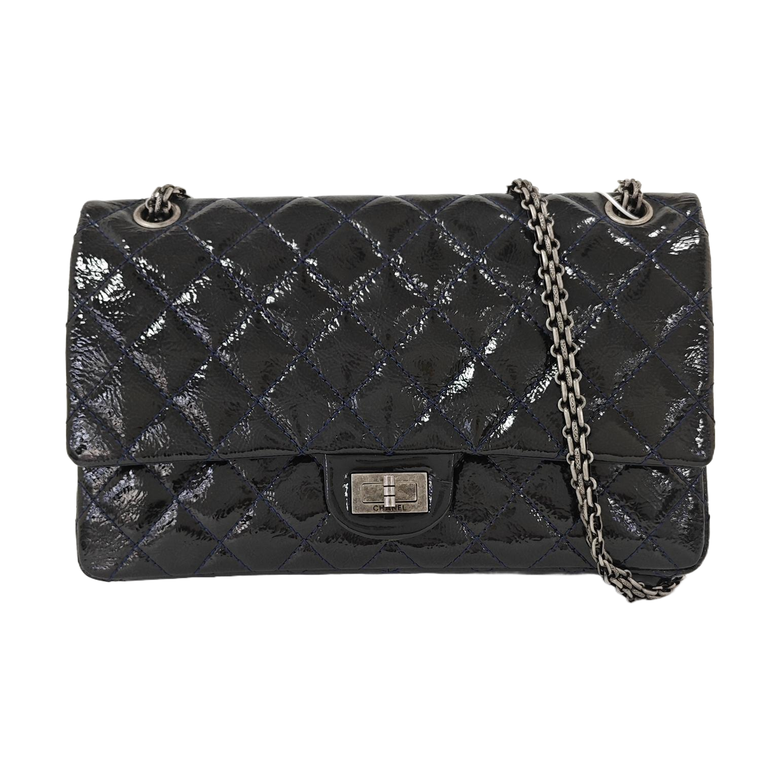 Authenticated pre-owned  2.55 227 (jumbo) Quilted Patent Leather Blue - Shoulder Bag at Looply