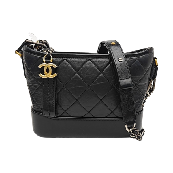 GABRIELLE Becerro Vintage Acolchado Pequeño Negro