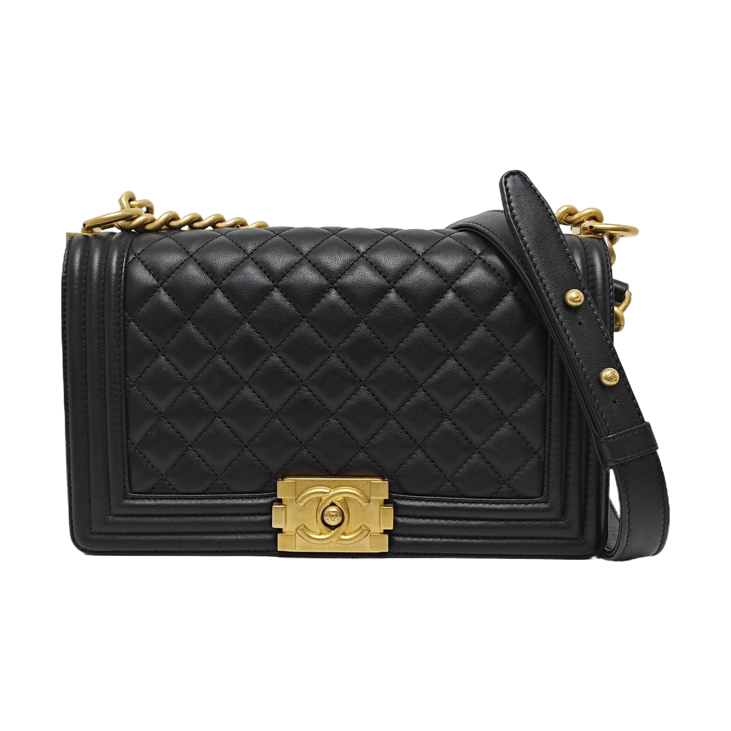 BOY CHANEL Medium Quilted Calfskin Black