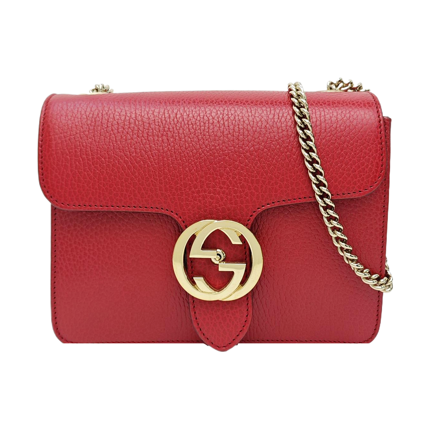 Interlocking G Small Calfskin Red