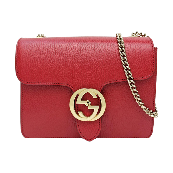 Interlocking G Small Calfskin Red