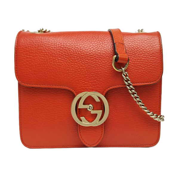 Interlocking G Small Calfskin Orange